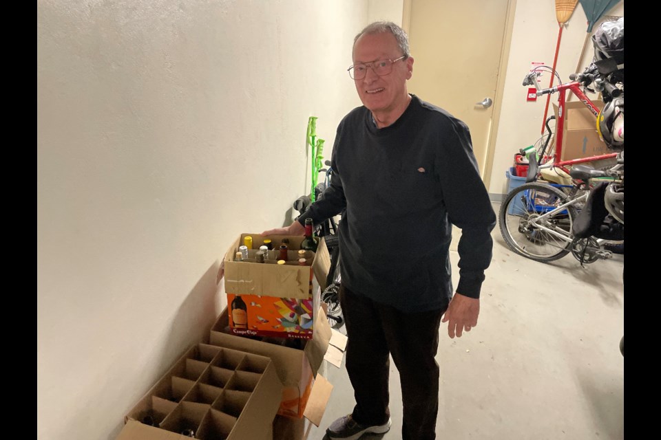 John Parkin has been collecting empties at his Newmarket condo since 2020.