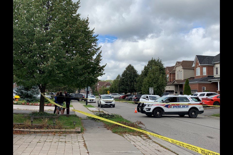 York Regional Police will remain a presence in the Sawmill Valley Drive area as investigations into the Friday night shooting continue. Debora Kelly/NewmarketToday
