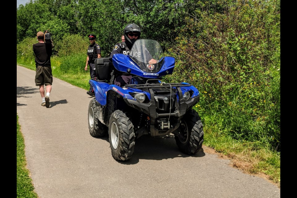 York police have stepped up patrols on the trail in Aurora, which includes officers on ATVs. Kim Champion/NewmarketToday