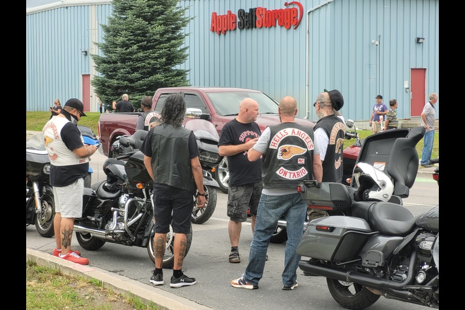 Hells Angels members and their associates gather in Newmarket ahead of a big memorial ride.