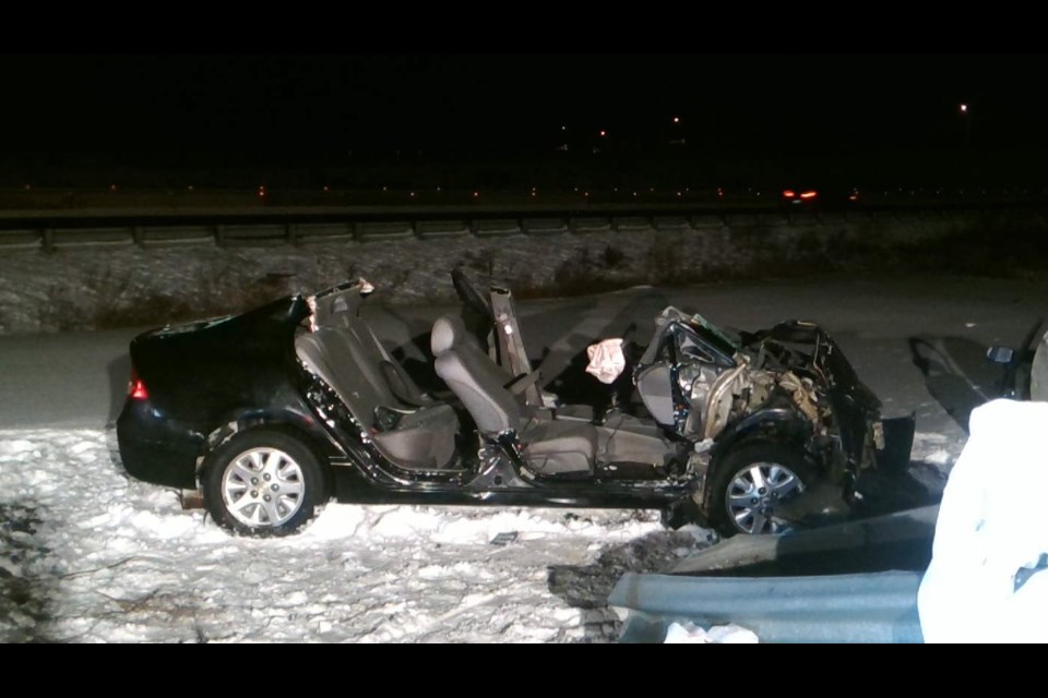 A Maple man is charged with impaired driving man following a collision on Highway 400 at King Road at about 5 a.m. Dec. 9. Supplied photo/OPP Twitter