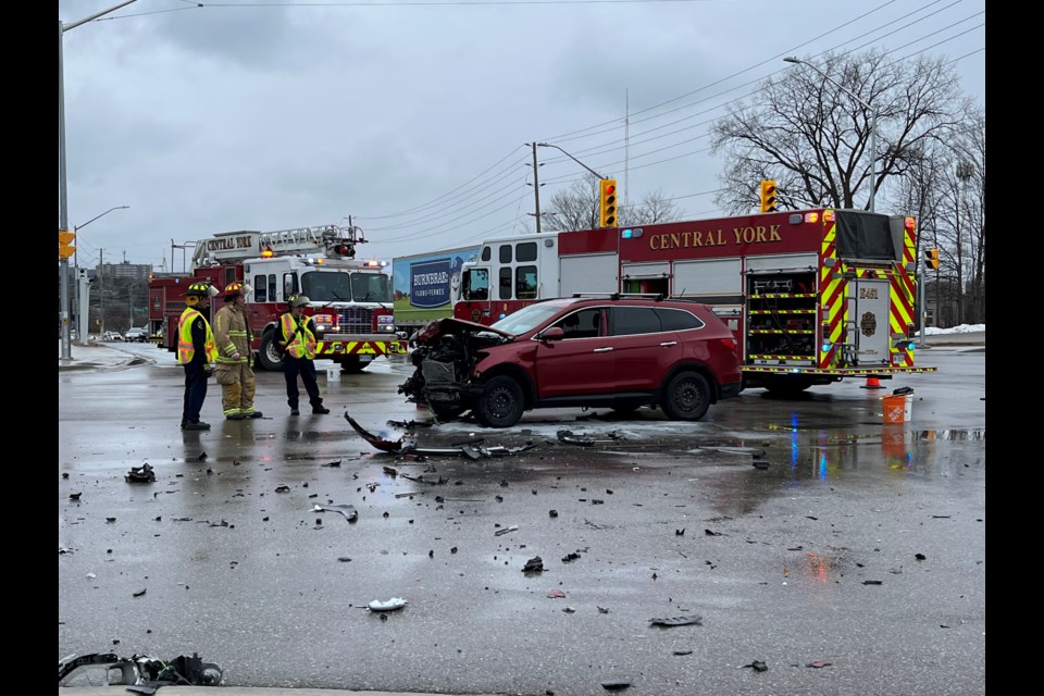A collision between a Hyundai Santa Fe and a Volkswagen was the second to occur within 20 minutes near the intersection of Bayview Avenue and Mulock Drive March 27.