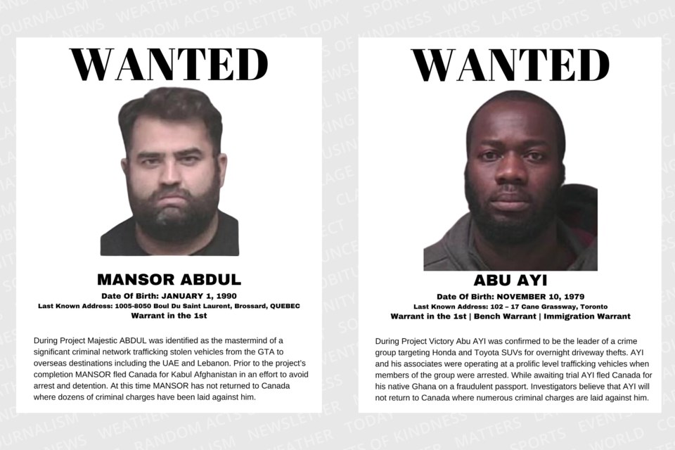 Crime Stoppers of York Region is doubling its reward for the most wanted auto theft suspects.