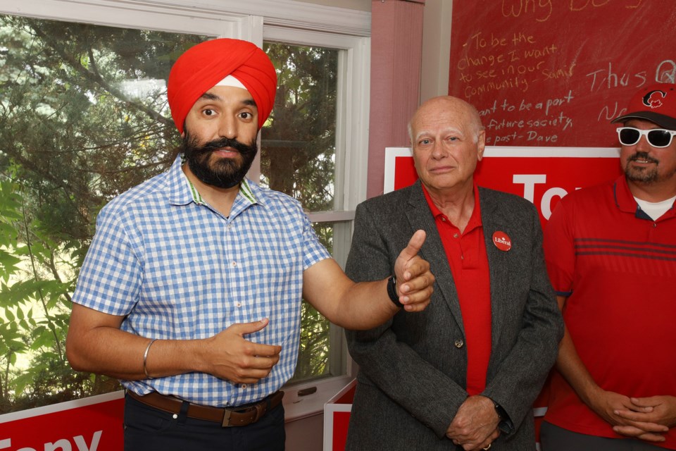 Minister of Innovation, Science and Economic Development Navdeep Bains rallies volunteers for federal Newmarket-Aurora Liberal candidate Tony Van Bynen Sunday, Aug. 7.  Greg King for NewmarketToday