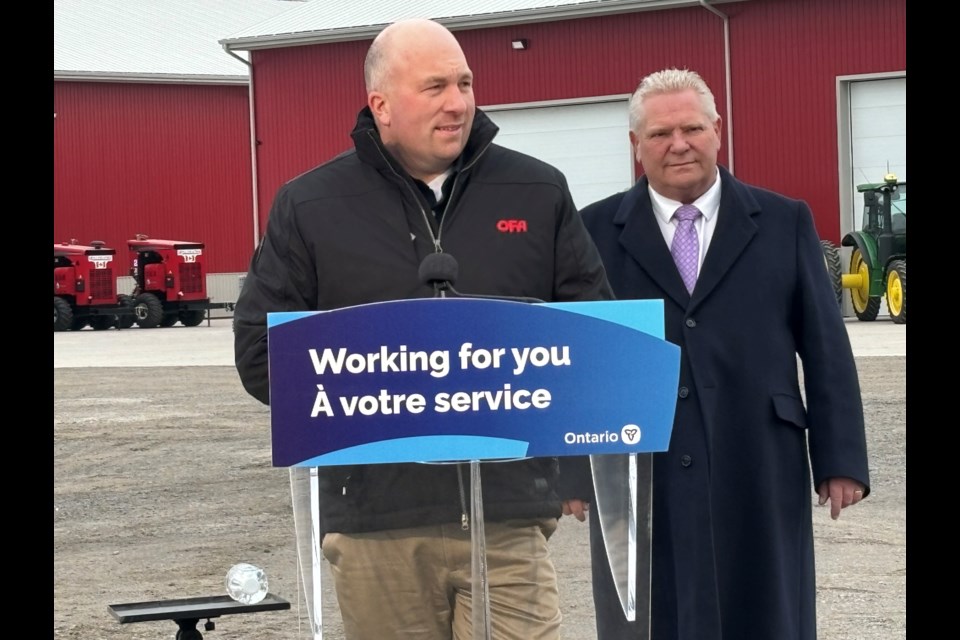 Drew Spoelstra, president and CEO of the Ontario Federation of Agriculture, discuss the challenges farmers face with the carbon pricing in East Gwillimbury today.