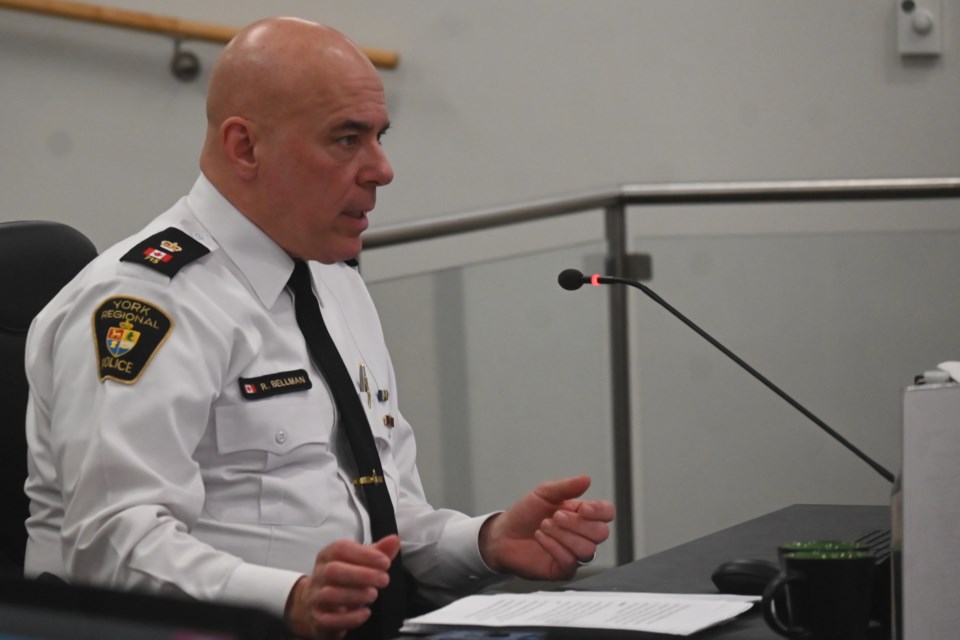York Regional Police Supt. Russ Bellman presents to Newmarket Council May 6. 
