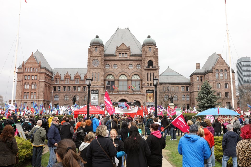 CUPE 905 members join other health care unions to march on Queen's Park.  Greg King for NewmarketToday