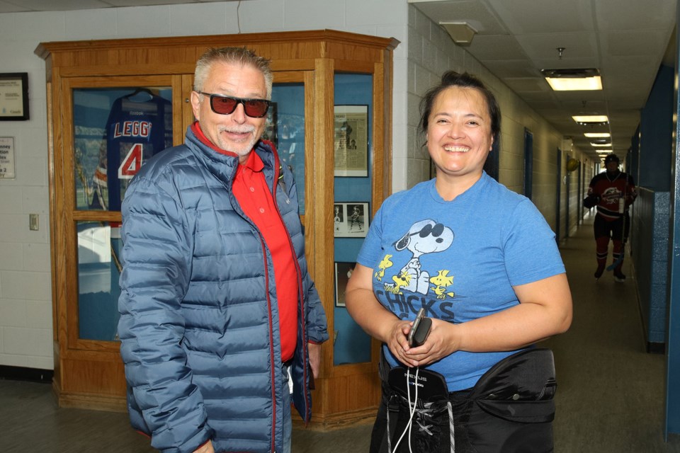 Tour organizer Carl Lavigne with Misfits Captain Tanja Hutahajan Oct. 9 at Newmarket's Ray Twinney complex.  Greg King for NewmarketToday