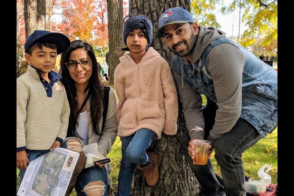 The Gawtam family enjoyed the activities at the Town of Newmarket's heritage picnic Oct. 20 on the grounds of the Mulock Estate property. Shown above from left are, Riaan, Dimple, Ella, and Kapil. Kim Champion/NewmarketToday