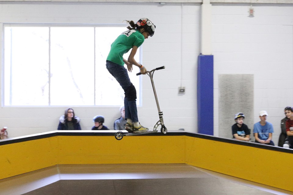 Competitors get some pretty significant air at the Scooter Jam Competition Saturday, Nov. 23 at   Newmarket's Recreation Youth Centre and Sk8 Park.  Greg King for NewmarketToday