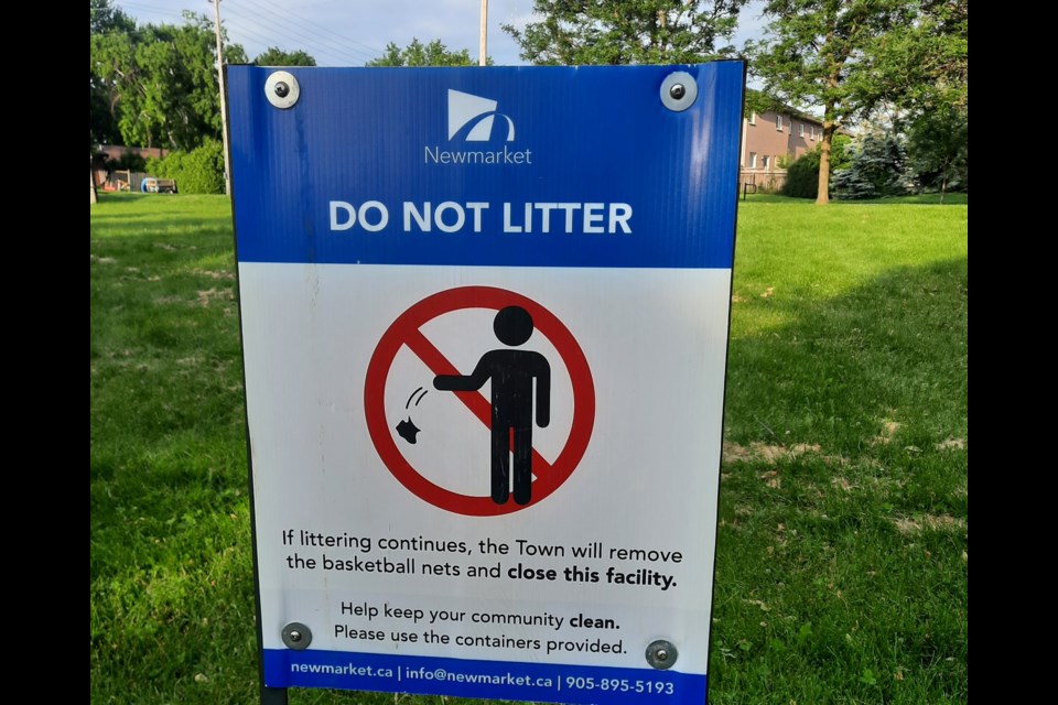 Newmarket put up a sign threatening to remove a basketball hoop at Armhem Park. This later caused concern when the hoop was removed, but the town indicated it was for maintenance. 