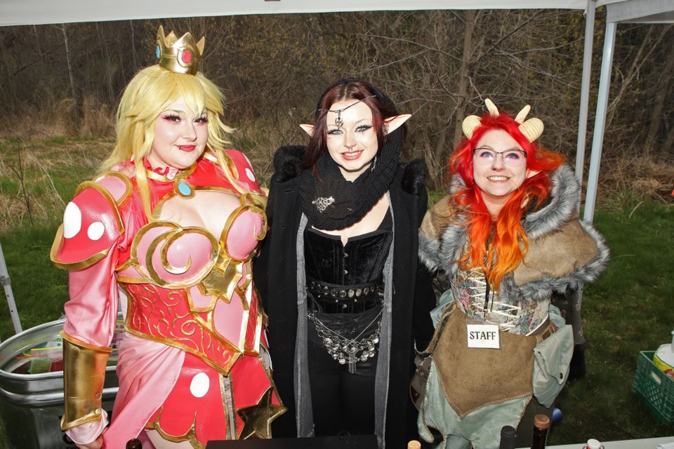Andrea Fletcher, Kate Lewis, and Karissa Howell at the well-attended annual Renaissance Faire hosted by Goblets and Goblins in Newmarket yesterday.