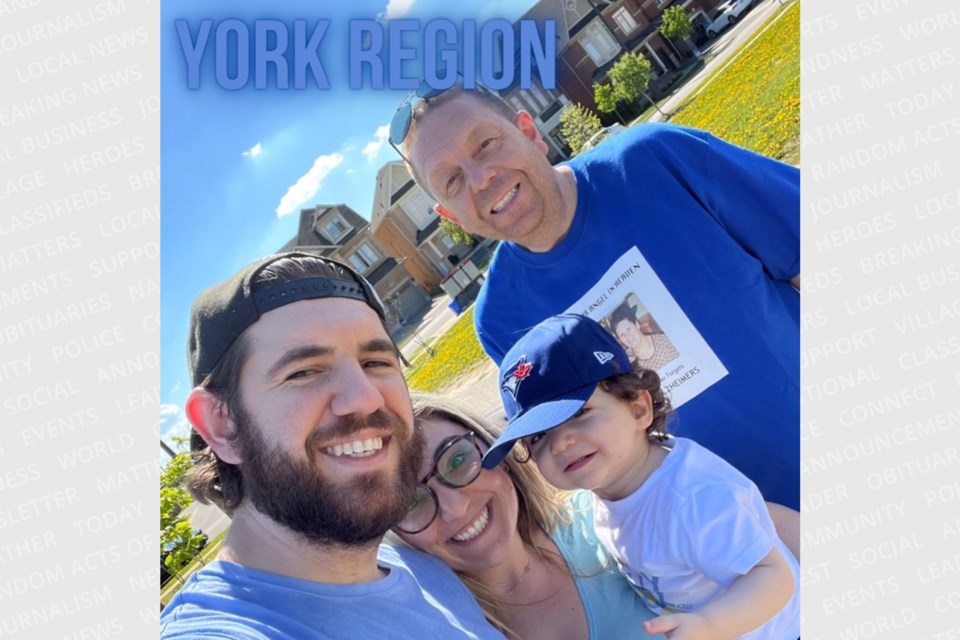Keswick musician Ryan Ainsworth is this year’s  Honorary Family. He and his wife Rebecca Fillion and their daughter Alanna walked in  support of AS York clients. Prior to COVID-19, Ryan performed at the DAY centres and the in-person walks. Photo supplied. 