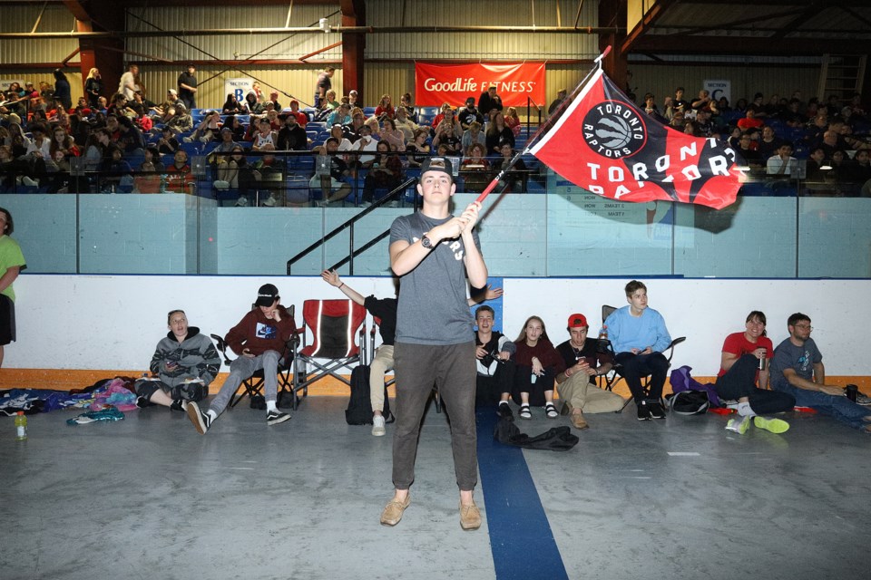 Braden Hache was the super fan of the evening, waving his Raptors flag from a hockey stick throughout the entire arena for Game 5 of the NBA Finals June 10.  Greg King for NewmarketToday