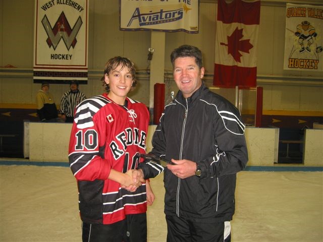 NHLer Kurtis Gabriel (left) 
 got his start in Newmarket minor hockey. He played in Newmarket AA, pictured with coach Tom Jackson. 