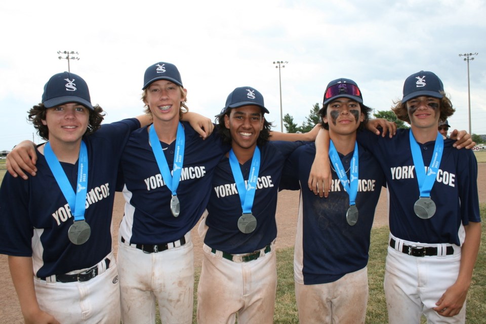 Five Newmarket baseball players earned silver medals at the Ontario Summer Games. Left to right, Austin Hamblin, Damon Crozier, Paul Verman, Andrew Kobryn, Josh Hewson.