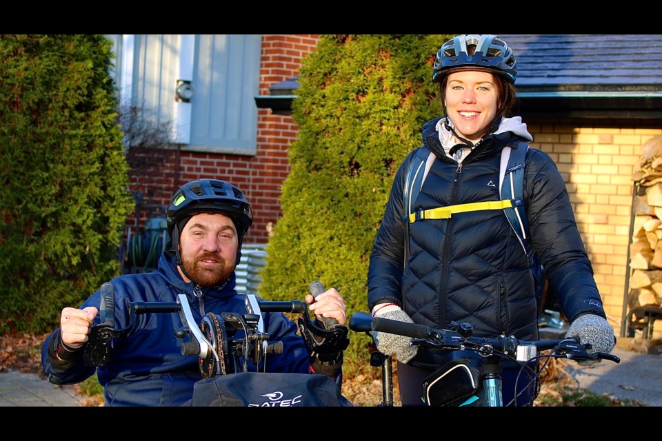 Enjoy a fun trivia night at the Newmarket Community Centre Friday, April 28 in support of Pedaling Possibilities. Kevin Mills (left) and his cycling partner Nikki Davenport will be cycling across Canada for accessibility. 