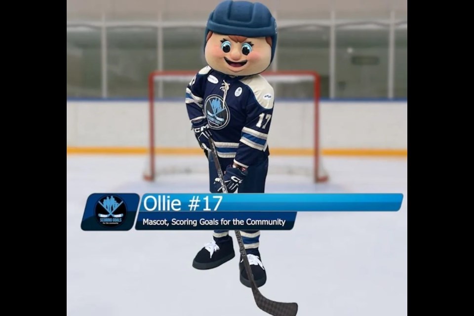 Ollie, the new mascot for Scoring Goals for the Community. 