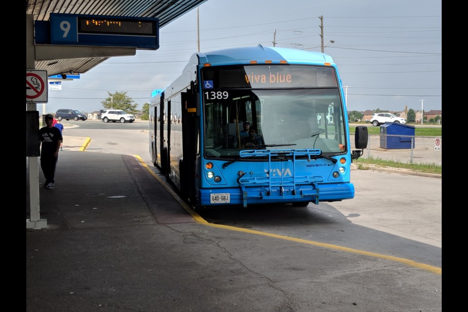 York Region Transit bus at the Newmarket GO station. Kim Champion/NewmarketToday