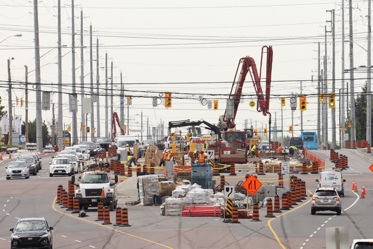 Yonge Street Newmarket today, as vivastation work continues. Greg King for NewmarketToday