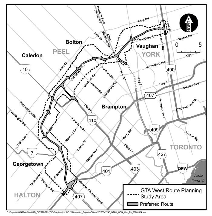 2020 08 07 GTA West corridor map