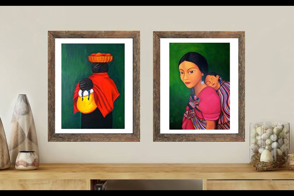 Artist Clarrisa Banos' artworks are inspired by the indigenous civilizations of the Ancient Americas and the Pre- Hispanic iconography found in ancient textiles of Mexico, Central and South America.