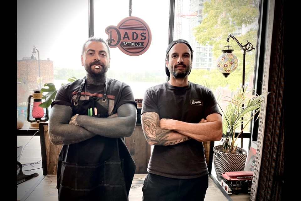 David (lefty) Tombu and Devin Stacey started Dad's Tattoo Company in March 2022. 