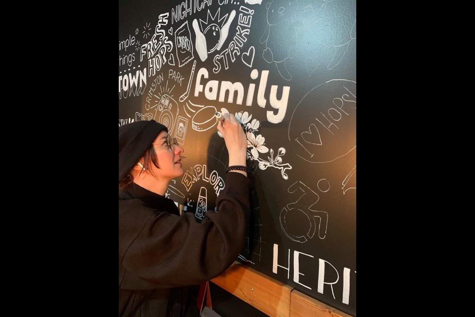 Artist Enry Smith, who also works at Steel & Oak Brewing Co., did the mural art that spans across three different walls in the brewery's tasting room.