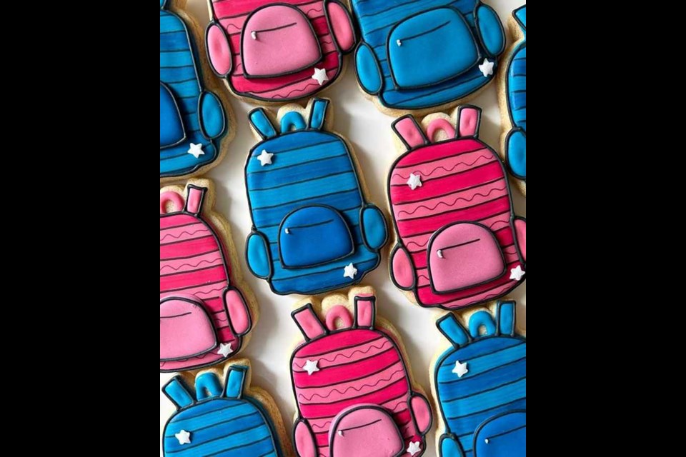 Get ready for school with backpack-shaped cookies by Homemade by Harris.