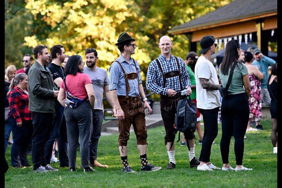 Traditional outfits such as lederhosen and dirndl were seen at Blocktoberfest.