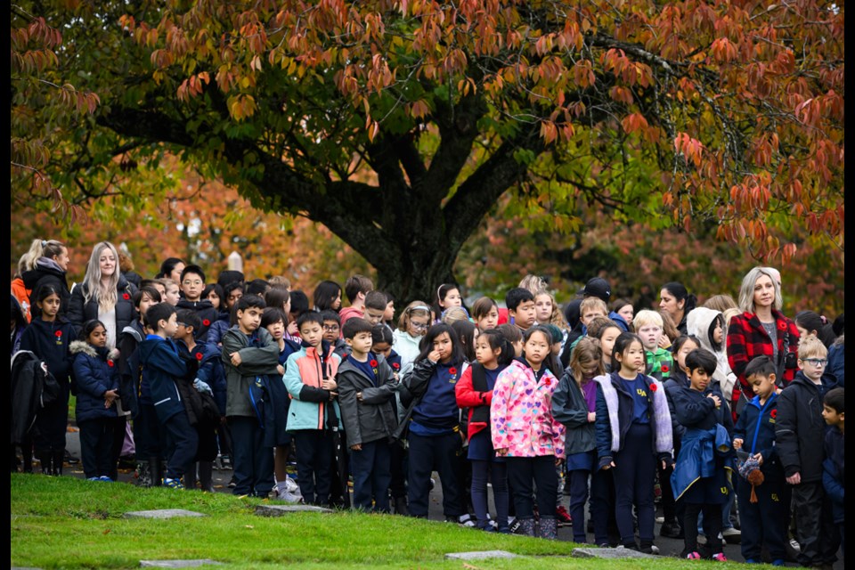Over 350 New Westminster elementary school students participated in the annual remembrance ceremony.