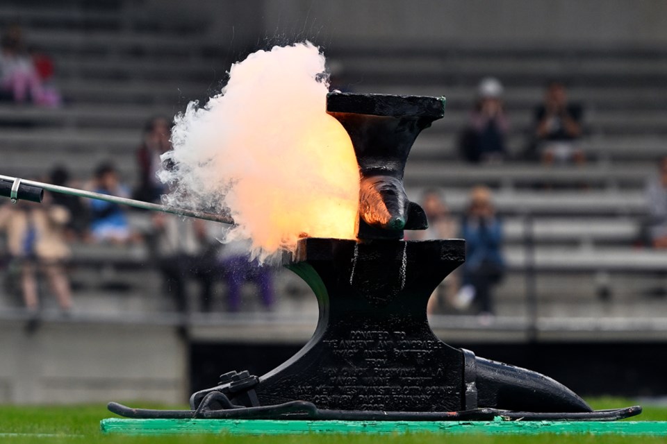 The Ancient and Honourable Hyack Anvil Battery fired 21 anvils during its annual salute to Queen Victoria in Queens Park.