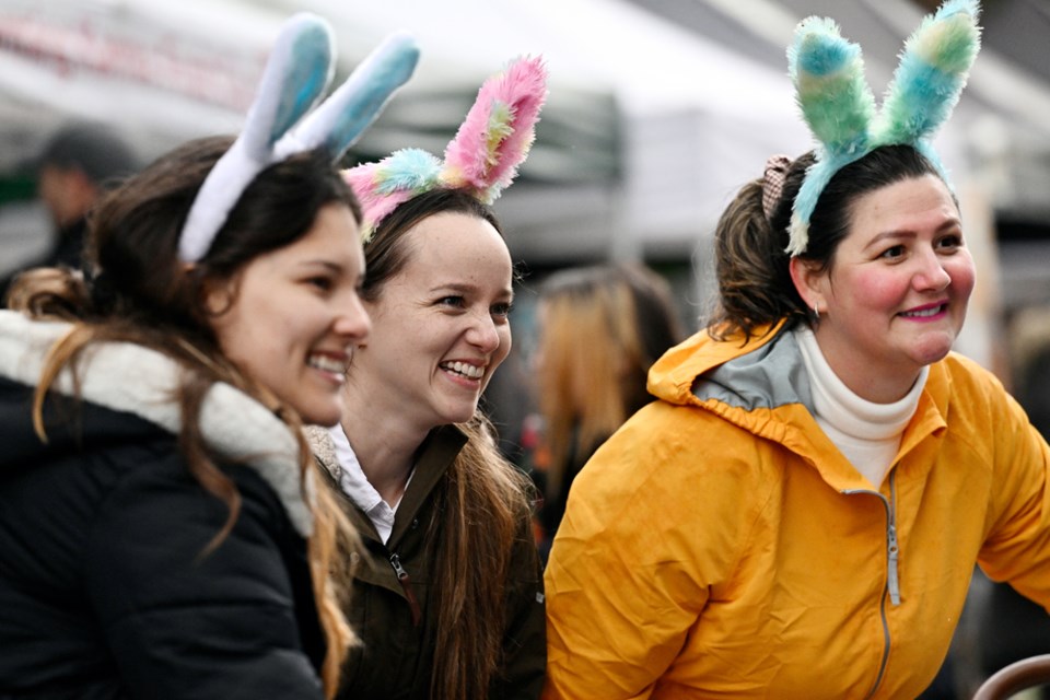 Bunny ears were the accessory of choice at the Easter-themed New West Farmers Market.   