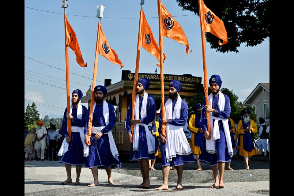 Members of the Sikh community took part in the Nagar Kirtan procession in Queensborough on Sunday, June 25. Photo Jennifer Gauthier 