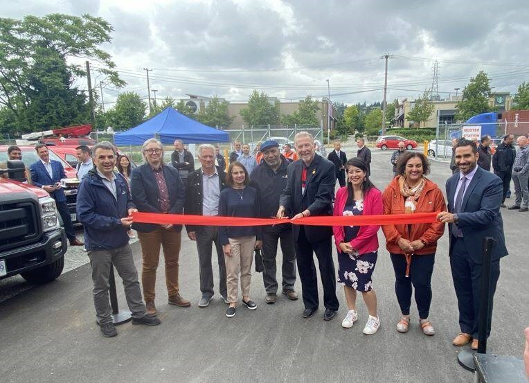 Celebrating infrastructure: The City of New Westminster held a ribbon-cutting ceremony on June 20 to celebrate the opening of the new $30-million electrical substation in Queensborough photo Theresa McManus  