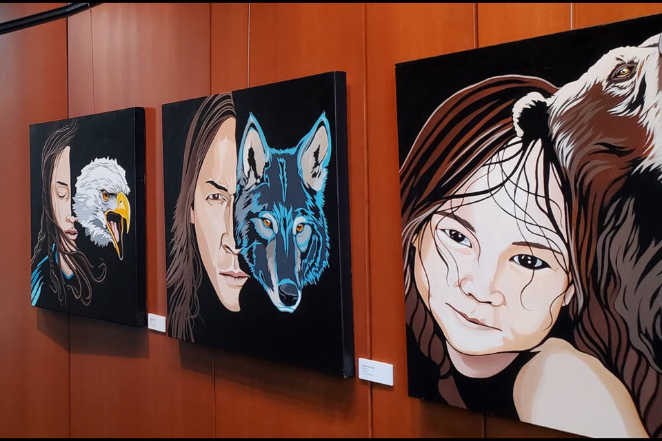 Through Our Eyes, on now at Anvil Centre Community Art Gallery, features the work of Indigenous artist collective Cedar Sage & Sweetgrass. There's an opening reception on Wednesday, June 14. Photo courtesy Arts New West 