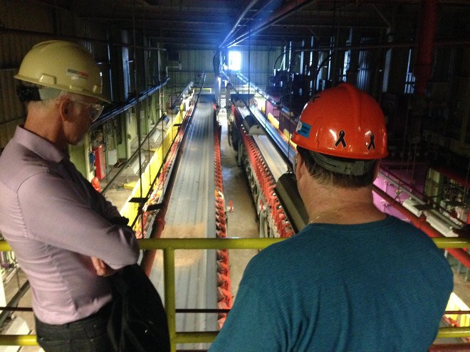 Noront Resources president Alan Coutts checks out the power capabilities of the Thunder Bay Generating Station. (Noront Twitter)