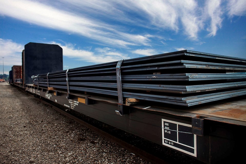 Algoma Steel plate on rail car