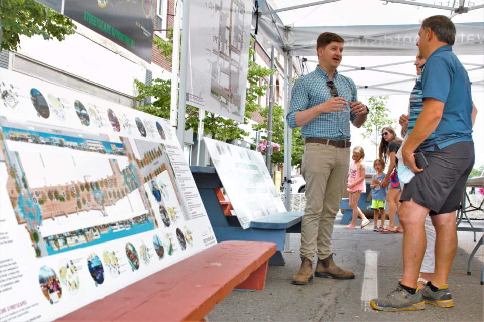 Albert Viljoen, an associate with Brook McIlroy, was on hand to provide information on the north core streetscapes project Wednesday. (Ian Kaufman, TBNewswatch)

