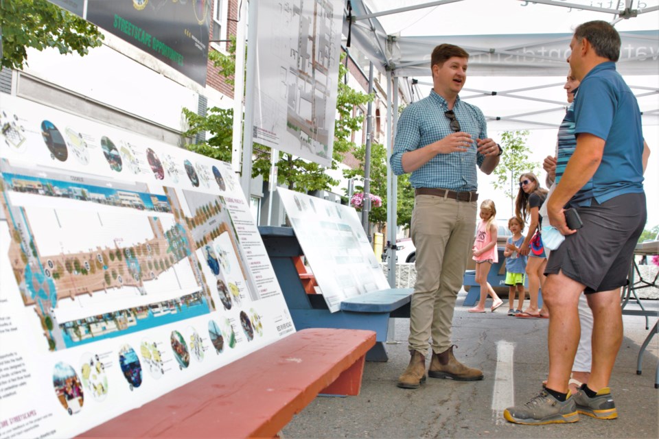 Albert Viljoen, an associate with Brook McIlroy, was on hand to provide information on the north core streetscapes project Wednesday. (Ian Kaufman, TBNewswatch)

