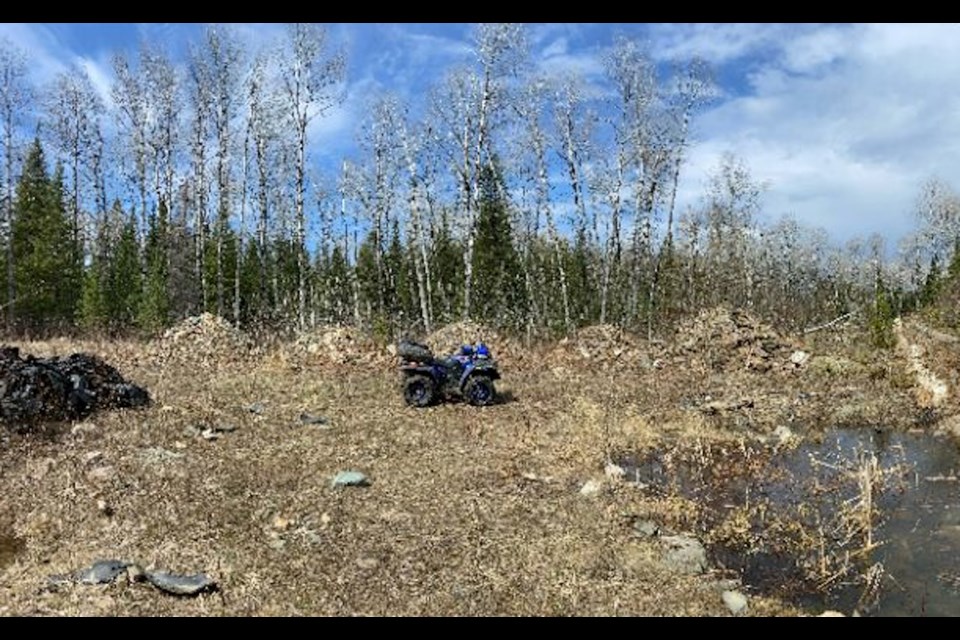 Field reconnaissance on Dryden Gold's Gaffney property, site of the former Big Master mine (Company photo)