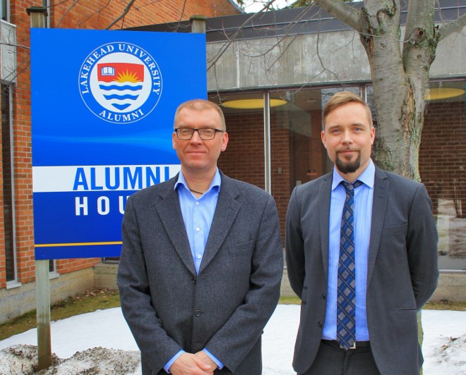 Jarno Valkeapää (left) and Matti Virkkunen were part of a Finnish delegation promoting “European know-how” to help develop Northern Ontario’s biomass economy.