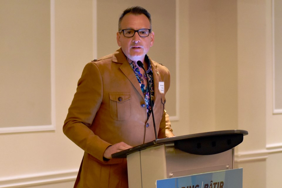 Greg Rickford, Minister of Northern Development, at an NOHFC announcement in Timmins, Jan. 12, 2022. (Maija Hoggett/TimminsToday