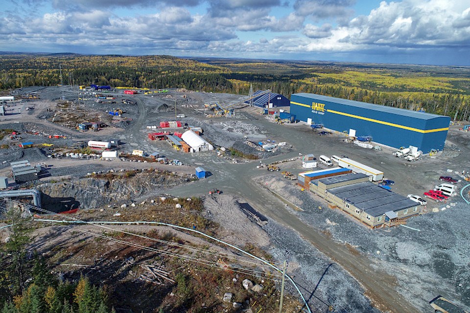 Harte Gold mill and portal (aerial)