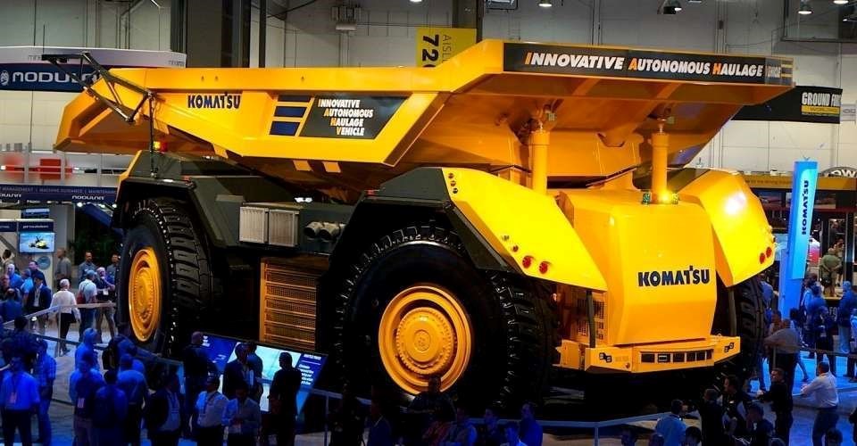 Komatsu's autonomous haul track at the 2016 MINExpo in Las Vegas (Komatsu photo)