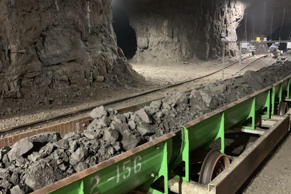 Railveyor's light rail system moving ore at an underground mine (Company handout photo)