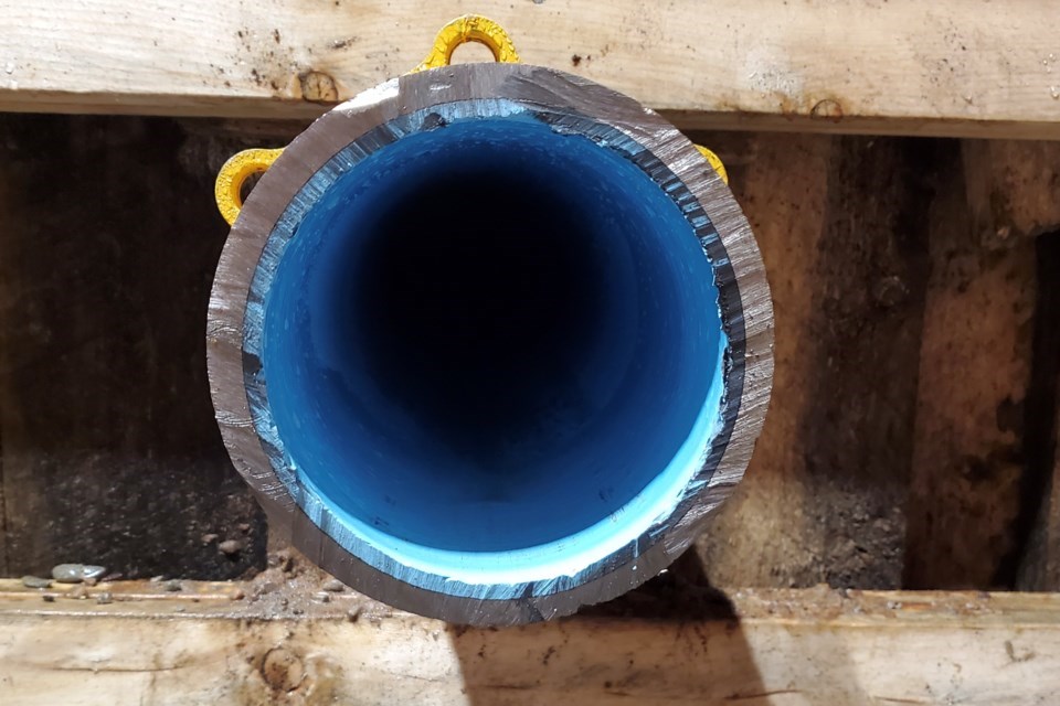 In this trial conducted last year, Sault-based PUC Services Inc. rehabilitated 240 metres of underground water pipe in just three days. Excavating and replacing the same pipe would have normally taken months. (PUC Services photo)
