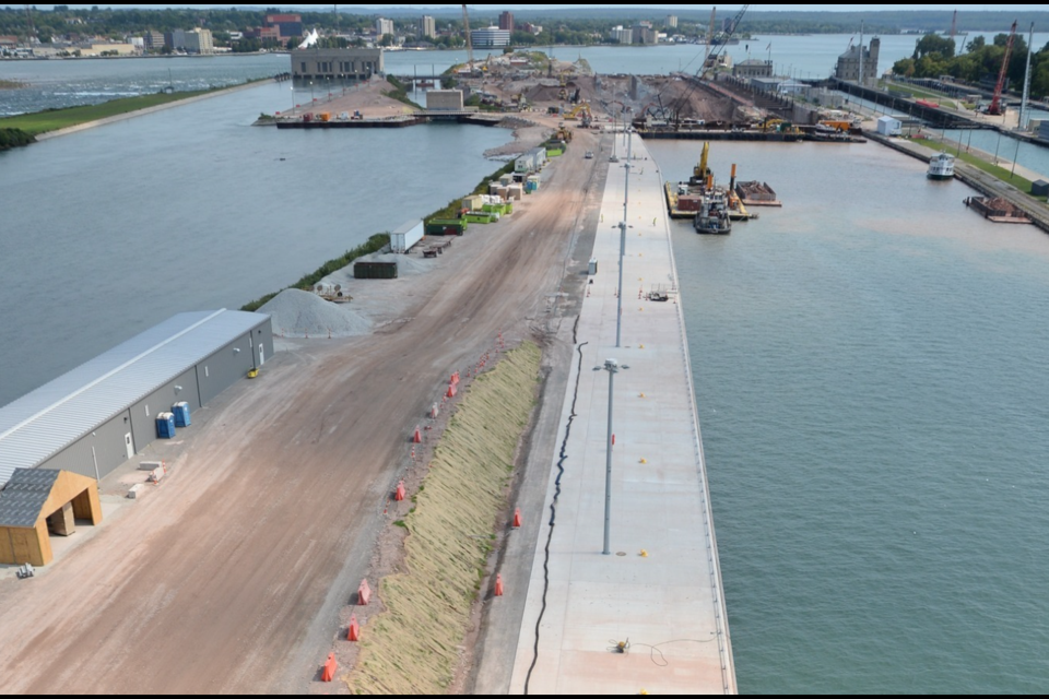 U.S. Army Corps of Engineers distributed photos of completed approach walls to the proposed new lock at Sault Ste. Marie, Mich.