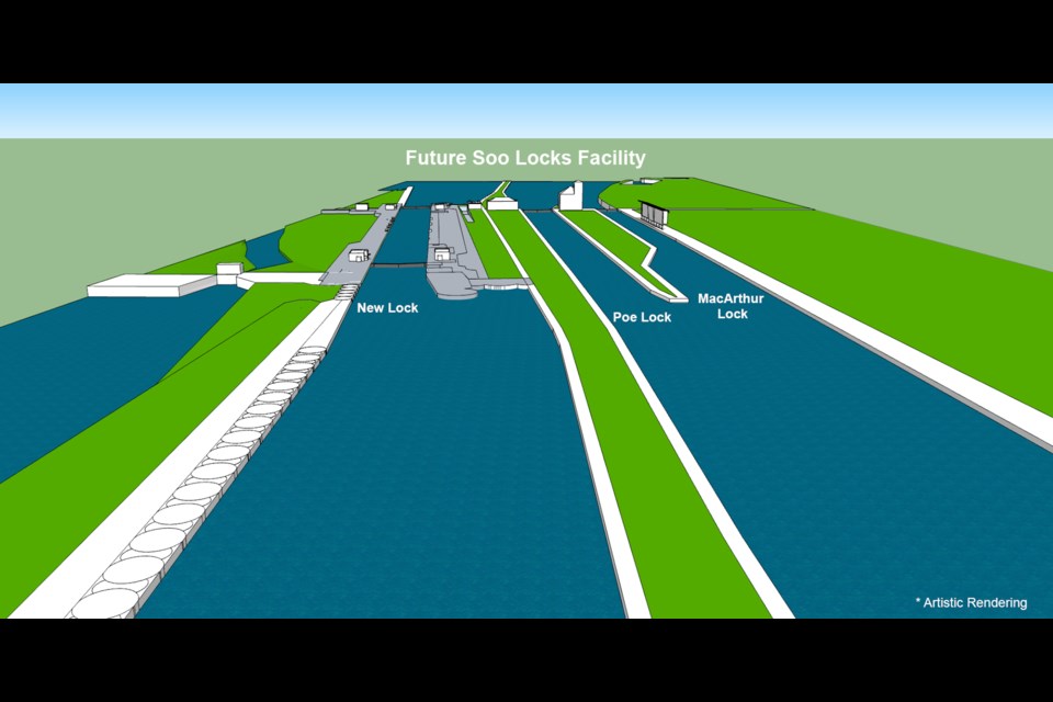 Artists rendering of the proposed new lock at Sault Ste. Marie, Mich. (U.S. Army Corps of Engineers)