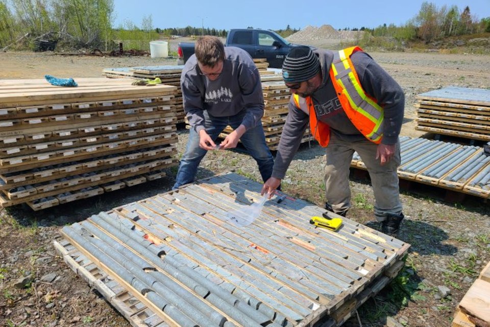Collecting samples from drilling at SPC Nickel's West Graham project in Sudbury (Company photo)